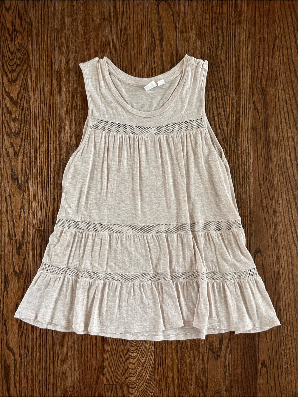 GAP Light Beige Sleeveless Ruffle Tank Top